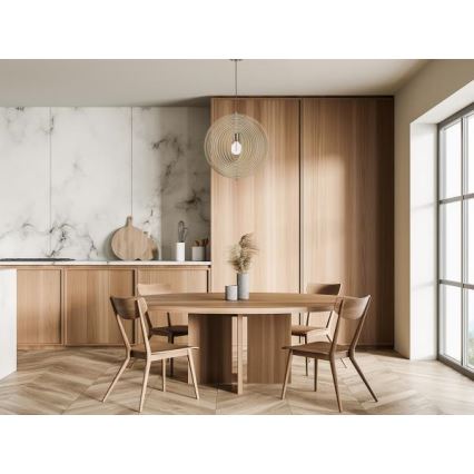 Pendelleuchte aus Holz mit Kabelaufhängung 1xE27/60W/230V Ø 43,5 cm Massivholz/Furnier/Buche/Gummibaum