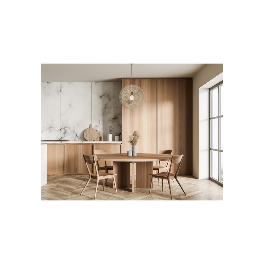 Pendelleuchte aus Holz mit Kabelaufhängung 1xE27/60W/230V Ø 43,5 cm Massivholz/Furnier/Buche/Gummibaum