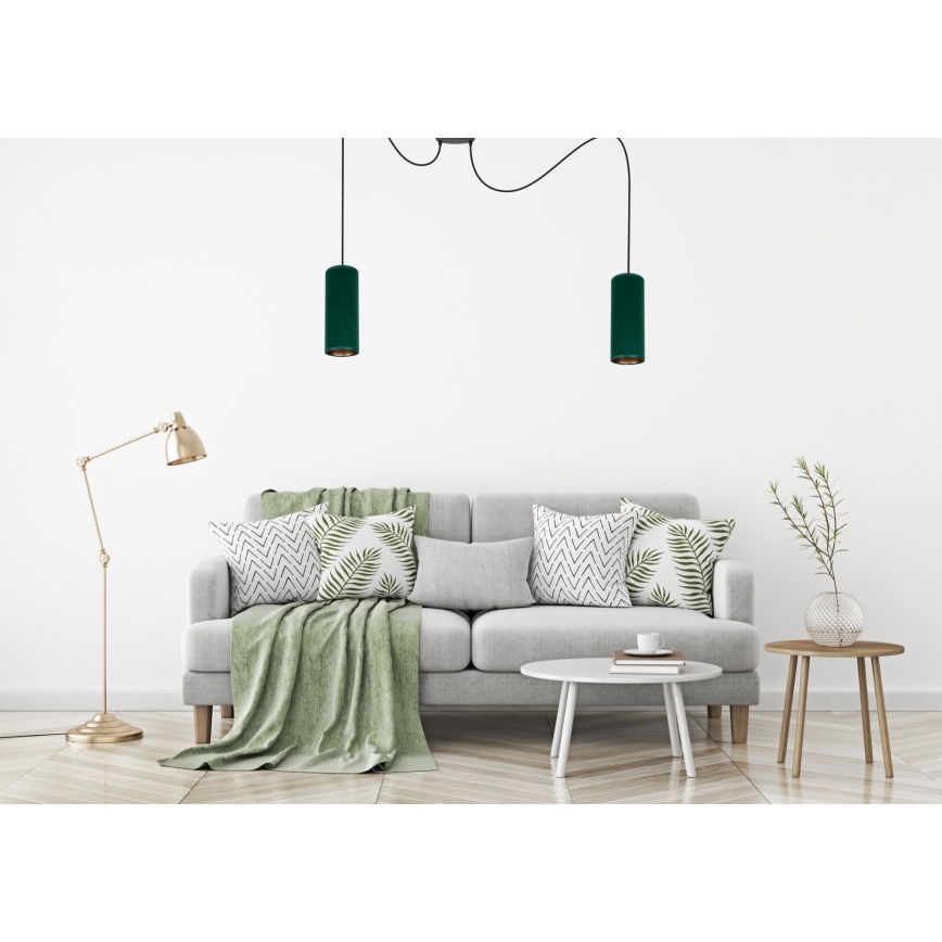 Deckenleuchte an Seil AVALO 2xE27/60W/230V Spinne grün/kupferfarben