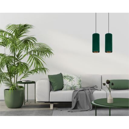 Deckenleuchte an Seil AVALO 2xE27/60W/230V grün/kupferfarben
