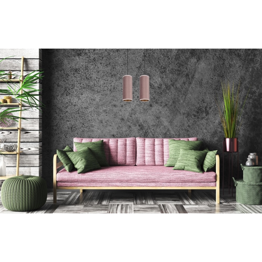 Deckenleuchte an Seil AVALO 2xE27/60W/230V rosa/kupferfarben