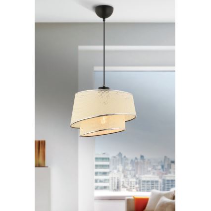 Pendelleuchte BARETTE 1xE27/60W/230V creme/glänzend chrom