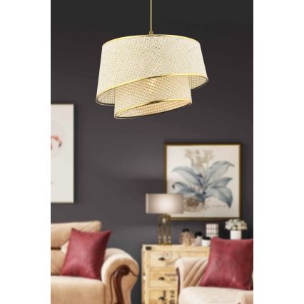 Pendelleuchte BARETTE 1xE27/60W/230V creme/gold