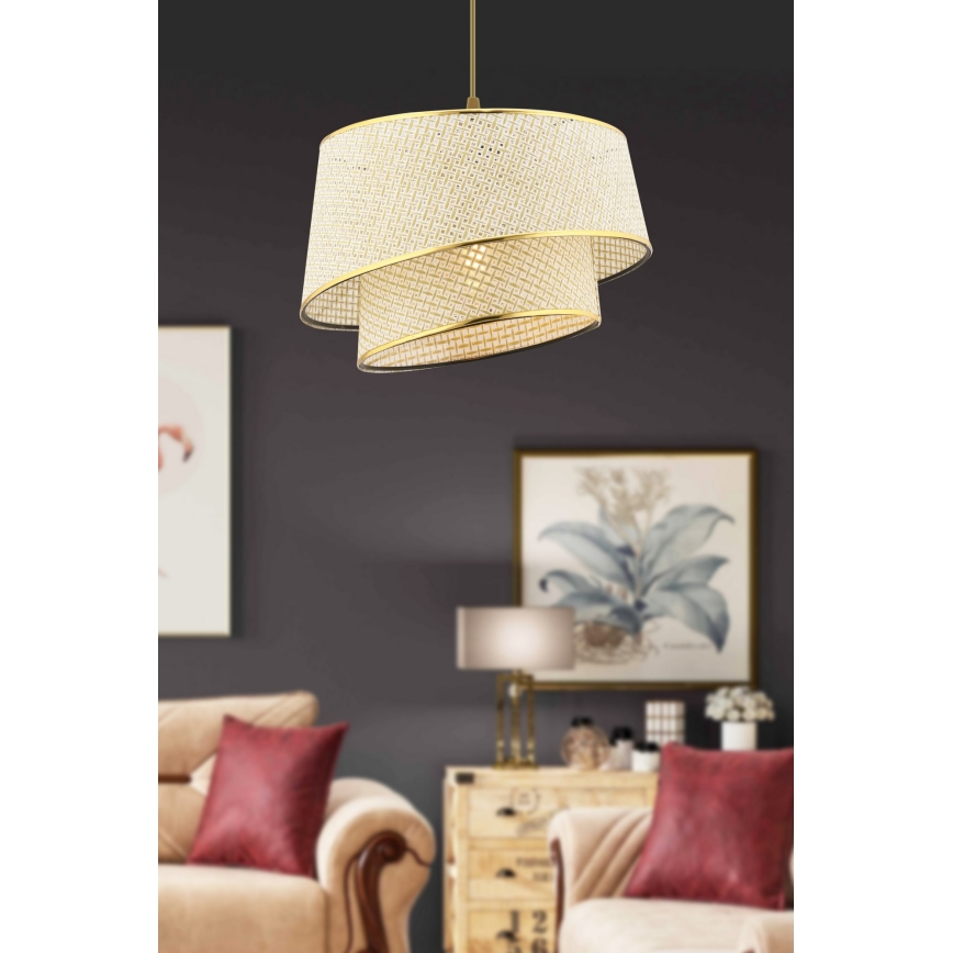 Pendelleuchte BARETTE 1xE27/60W/230V creme/gold