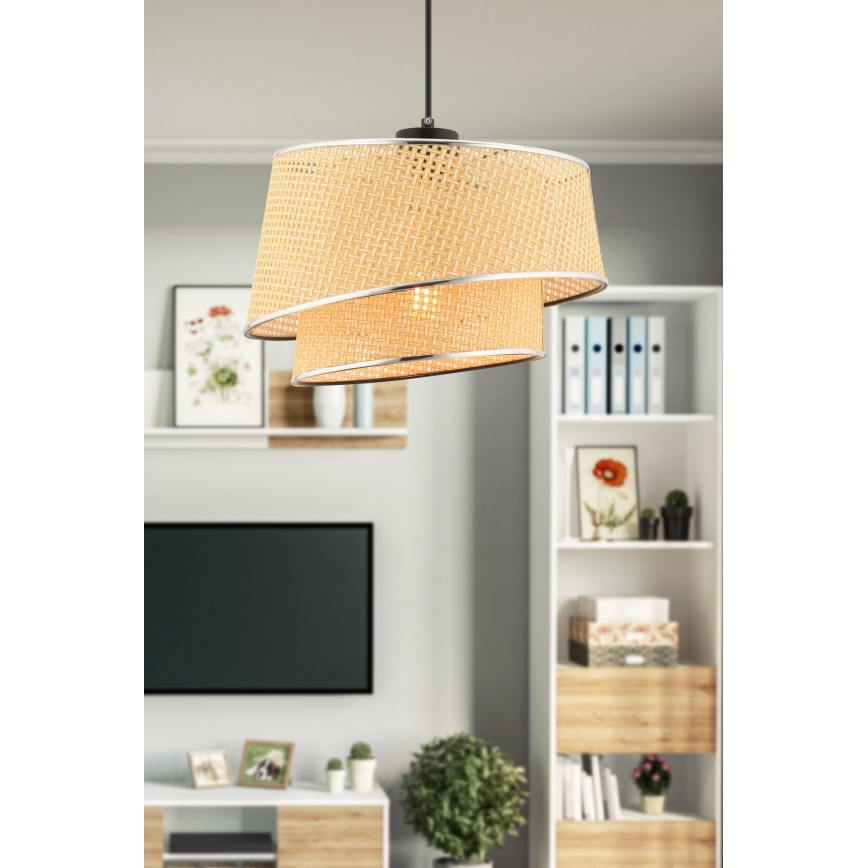 Pendelleuchte BARETTE an Kabel 1xE27/60W/230V beige/glänzender Chrom