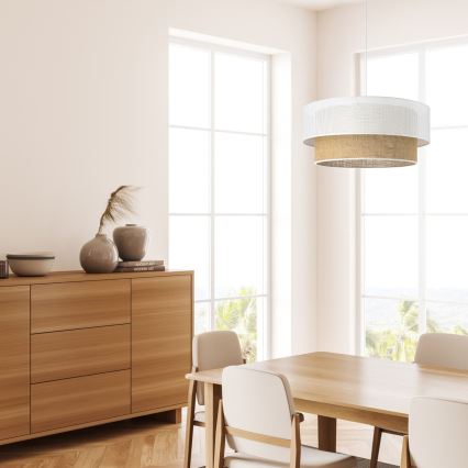 Pendelleuchte BORHO mit Kabelaufhängung 1xE27/60W/230V Ø 40 cm weiß/jute