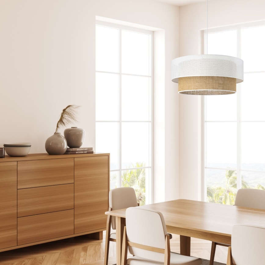 Pendelleuchte BORHO mit Kabelaufhängung 1xE27/60W/230V Ø 40 cm weiß/jute