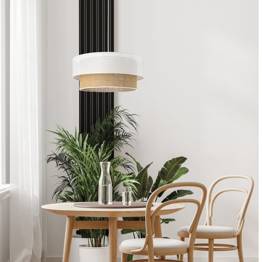 Pendelleuchte BORHO mit Kabelaufhängung 1xE27/60W/230V Ø 40 cm weiß/jute