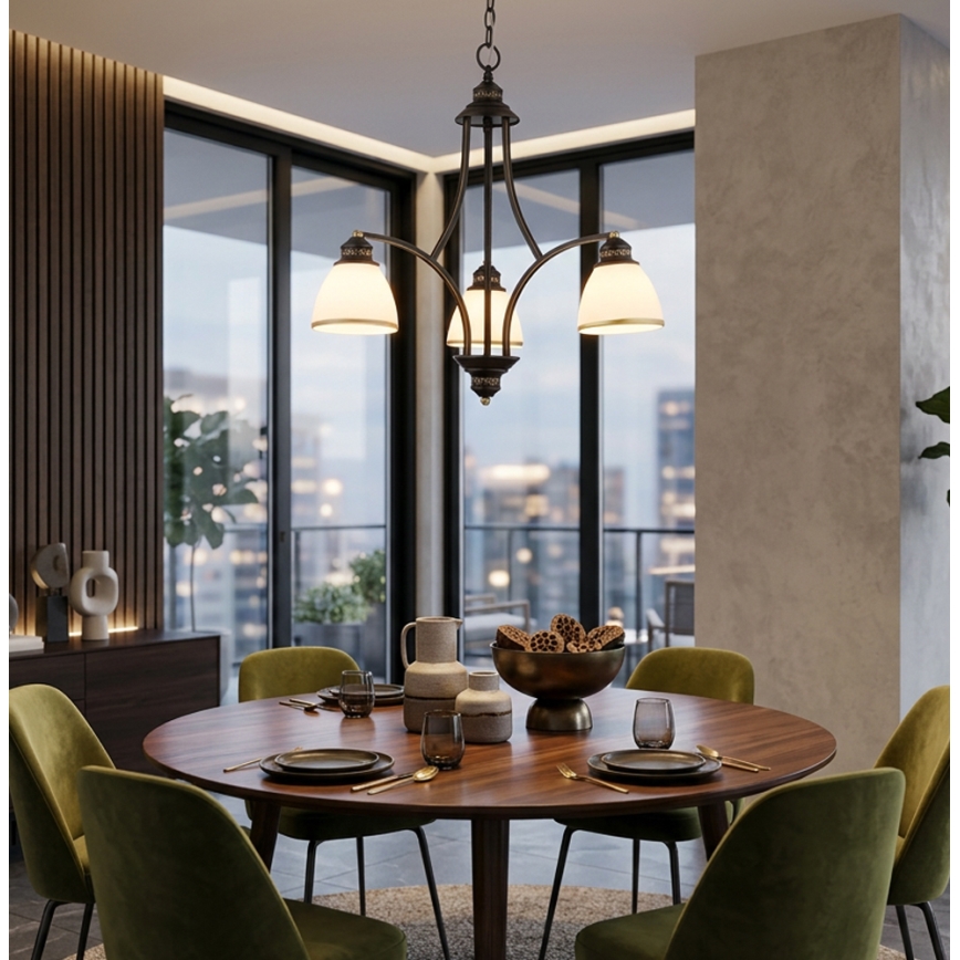 Pendelleuchte CLAIR mit Seilaufhängung 3xE27/60W/230V Ø 58 cm, bronzefarben