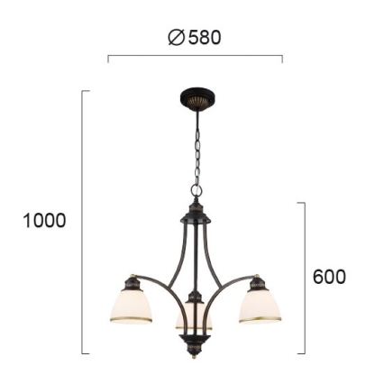 Pendelleuchte CLAIR mit Seilaufhängung 3xE27/60W/230V Ø 58 cm, bronzefarben