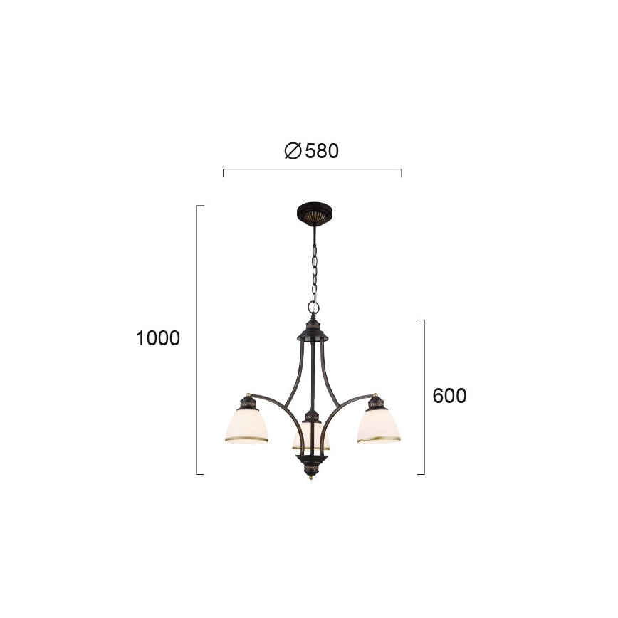 Pendelleuchte CLAIR mit Seilaufhängung 3xE27/60W/230V Ø 58 cm, bronzefarben
