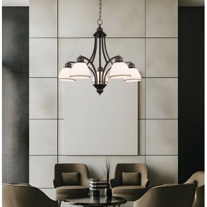 Pendelleuchte CLAIR mit Seilaufhängung, 5x E27 (max. 60 W pro Leuchtmittel), 230 V, Ø 65 cm, bronzefarben