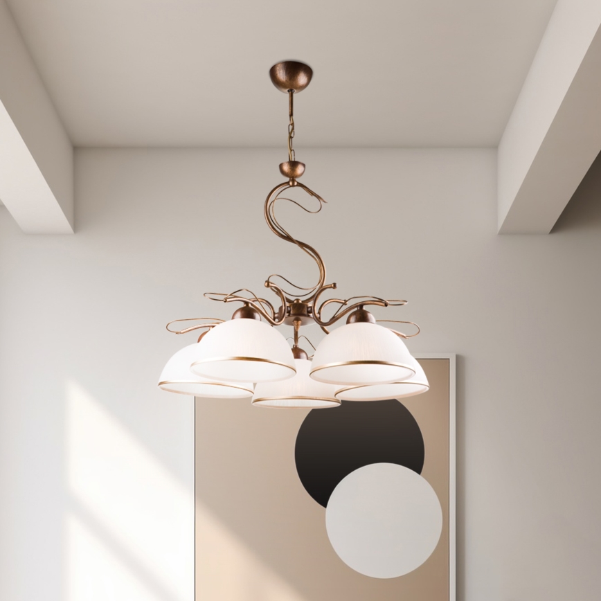 Pendelleuchte COBRA mit Stange 1xE27/60W/230V Ø 30 cm Bronze/Patina