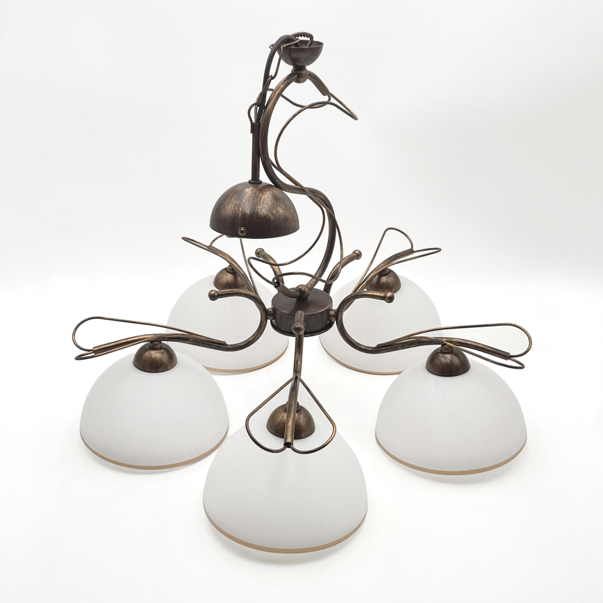 Pendelleuchte COBRA mit Stange 1xE27/60W/230V Ø 30 cm Bronze/Patina