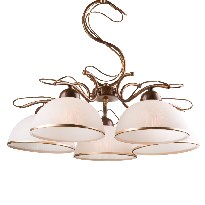 Pendelleuchte COBRA mit Stange 1xE27/60W/230V Ø 30 cm Bronze/Patina