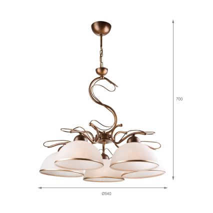 Pendelleuchte COBRA mit Stange 1xE27/60W/230V Ø 30 cm Bronze/Patina