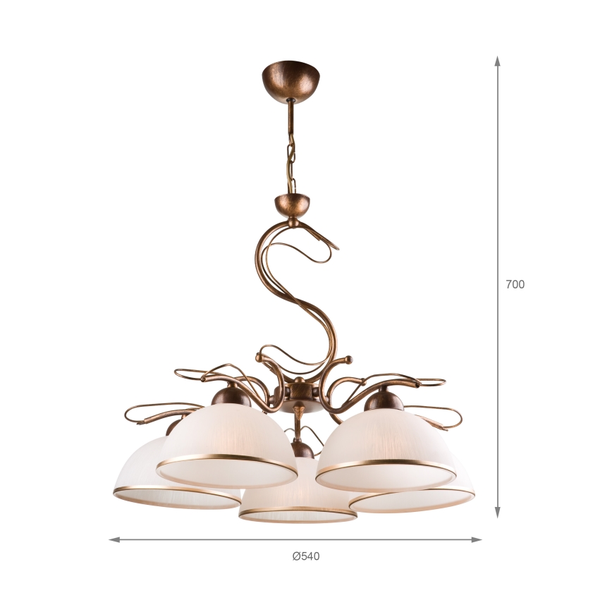 Pendelleuchte COBRA mit Stange 1xE27/60W/230V Ø 30 cm Bronze/Patina