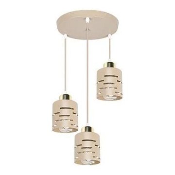 Pendelleuchte ELEN mit Kabelabhängung, 3x E27 (je 35 W), 230 V, Ø 29 cm, Beige/Gold