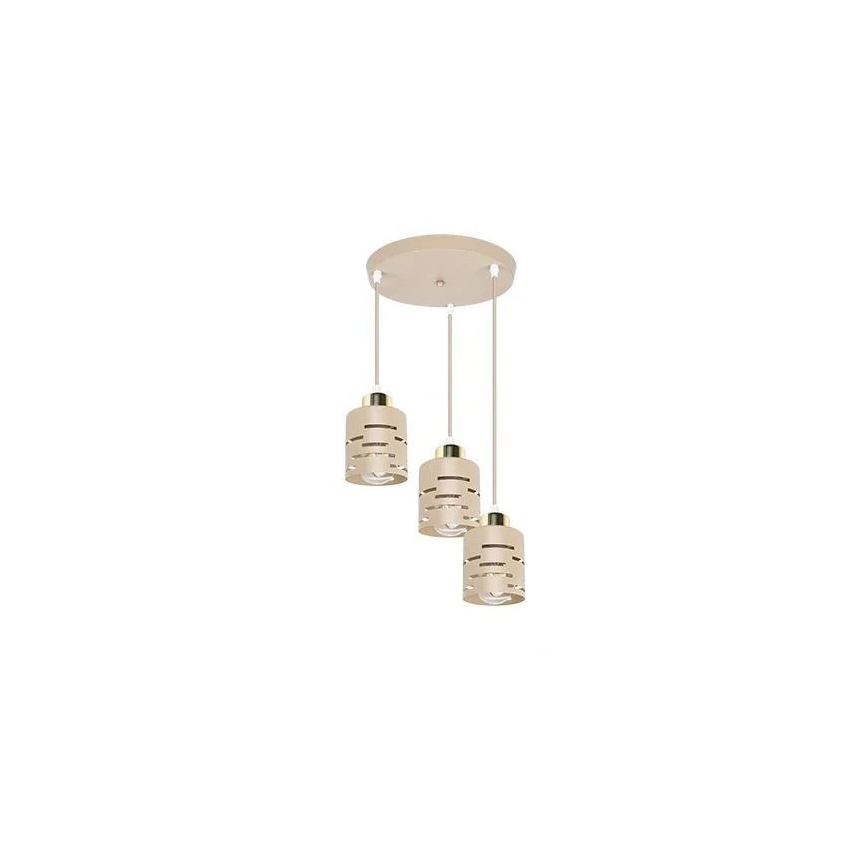 Pendelleuchte ELEN mit Kabelabhängung, 3x E27 (je 35 W), 230 V, Ø 29 cm, Beige/Gold