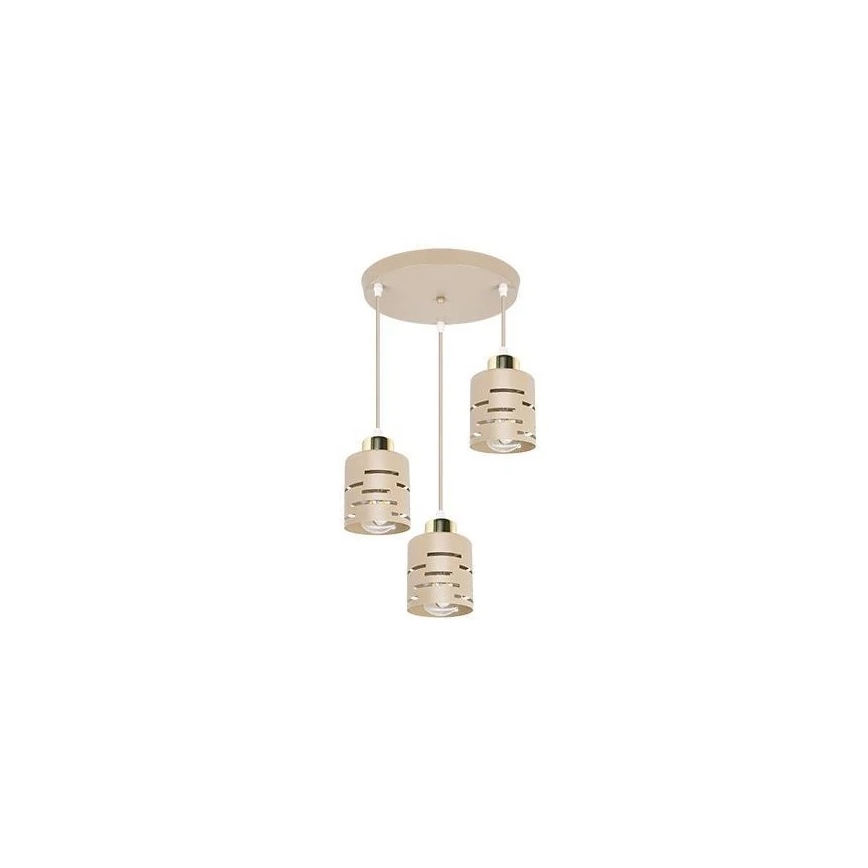 Pendelleuchte ELEN mit Kabelabhängung, 3x E27 (je 35 W), 230 V, Ø 29 cm, Beige/Gold
