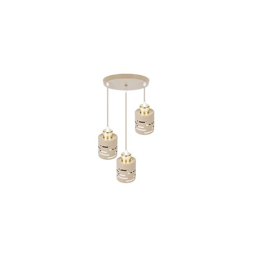 Pendelleuchte ELEN mit Kabelabhängung, 3x E27 (je 35 W), 230 V, Ø 29 cm, Beige/Gold