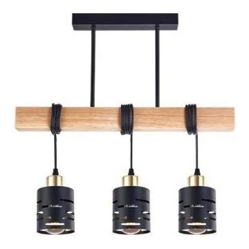 Pendelleuchte ELEN mit Seilaufhängung 3xE27/35W/230V schwarz/gold/braun