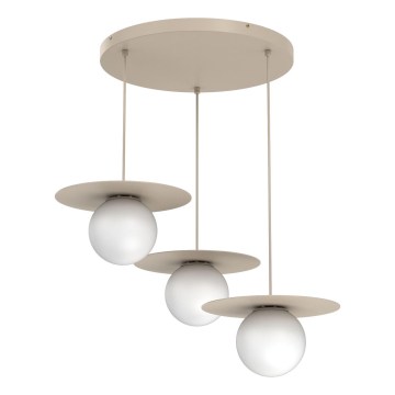Pendelleuchte FLAT mit Seilaufhängung, 3xE27/15W/230V, Beige