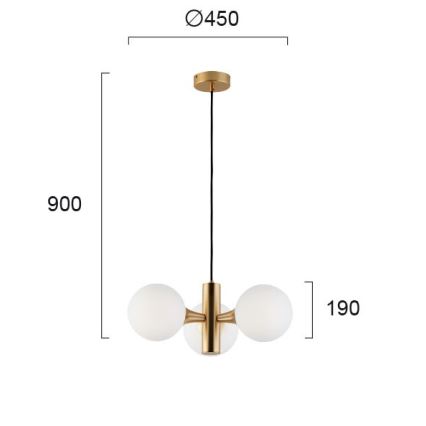 Pendelleuchte GLOBE mit Kabel 3xE14/7W/230V, goldfarben