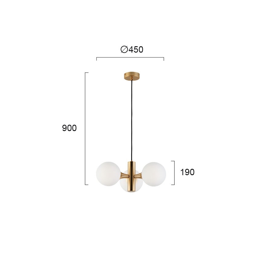 Pendelleuchte GLOBE mit Kabel 3xE14/7W/230V, goldfarben