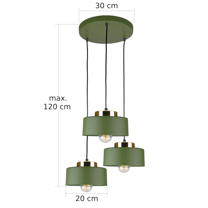 Pendelleuchte IGNIA mit Seilaufhängung, 3xE27/60W/230V, grün