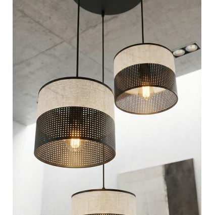 Pendelleuchte KARBON an Kabel 3xE27/15W/230V schwarz/grau