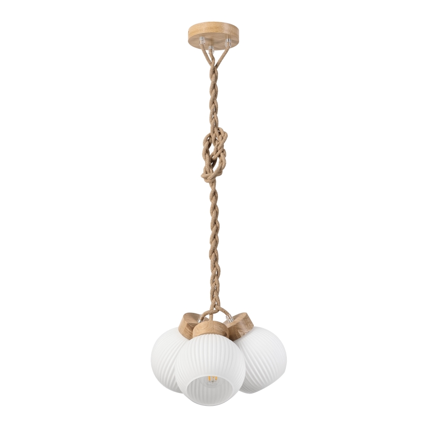 Pendelleuchte LOOMIS 3xE27/15W/230V 130 cm Beige/Eiche