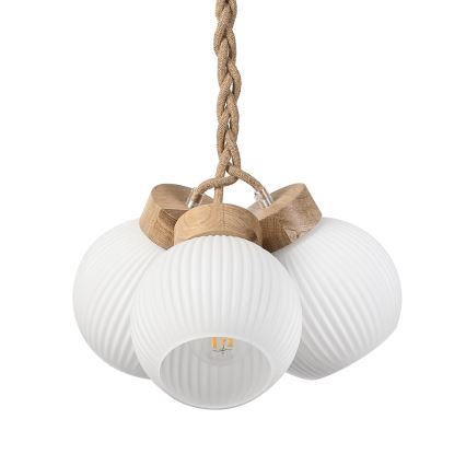 Pendelleuchte LOOMIS 3xE27/15W/230V 130 cm Beige/Eiche