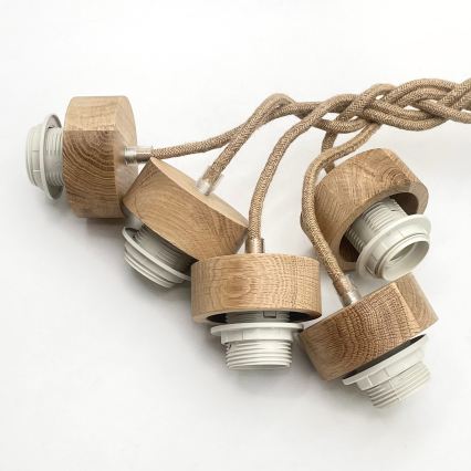 Pendelleuchte LOOMIS mit Kabelaufhängung 5xE27/15W/230V 83 cm beige/Eiche