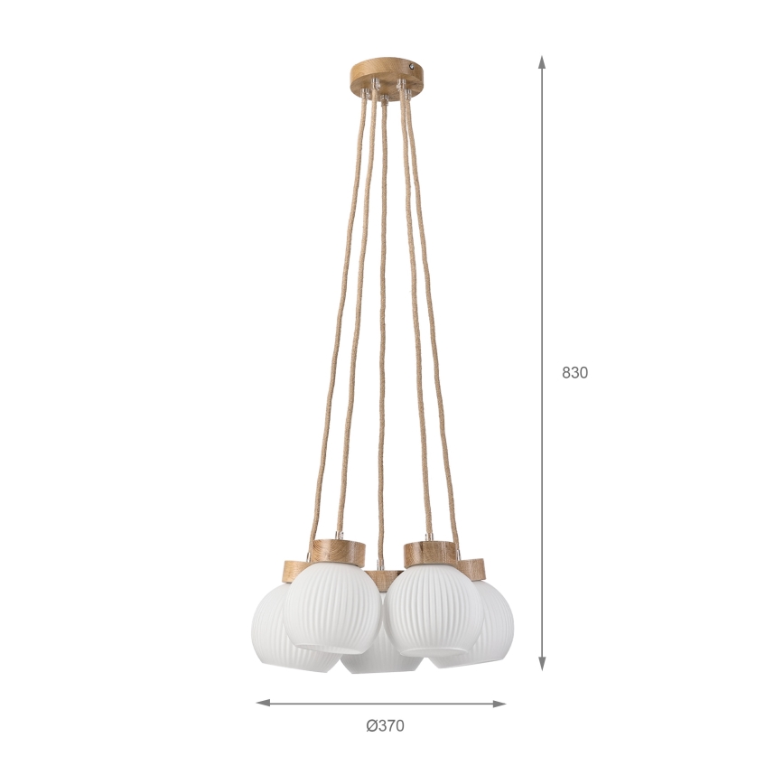 Pendelleuchte LOOMIS mit Kabelaufhängung 5xE27/15W/230V 83 cm beige/Eiche