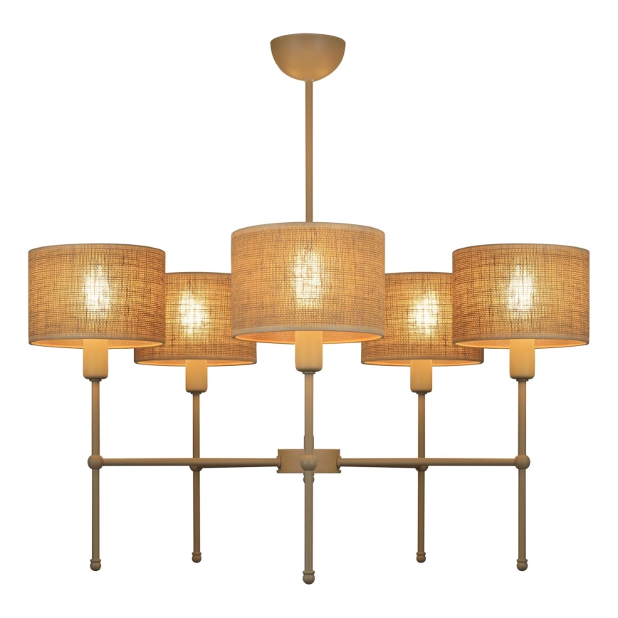 Pendelleuchte MADELA mit Stange 5xE14/40W/230V, Jute/Beige