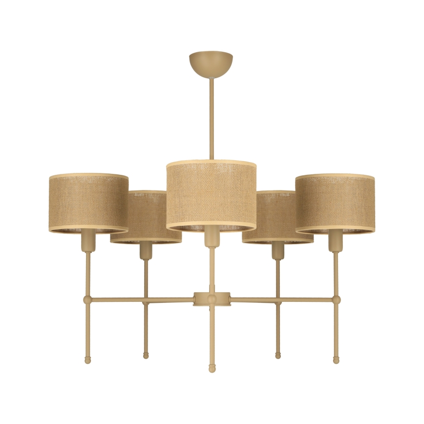 Pendelleuchte MADELA mit Stange 5xE14/40W/230V, Jute/Beige