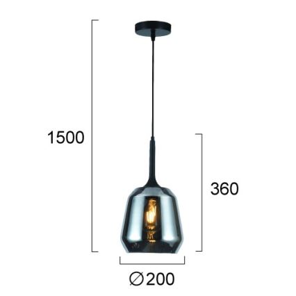 Pendelleuchte MAEVA mit Kabel 1xE27/40W/230V rauchschwarz/schwarz