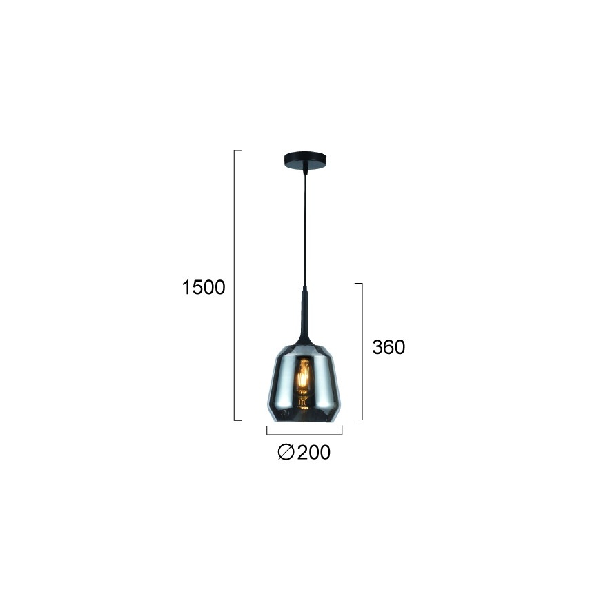 Pendelleuchte MAEVA mit Kabel 1xE27/40W/230V rauchschwarz/schwarz