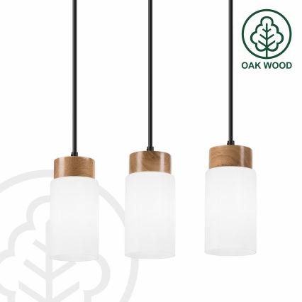 Pendelleuchte MARKUS 3xE27/15W/230V schwarz/Eiche