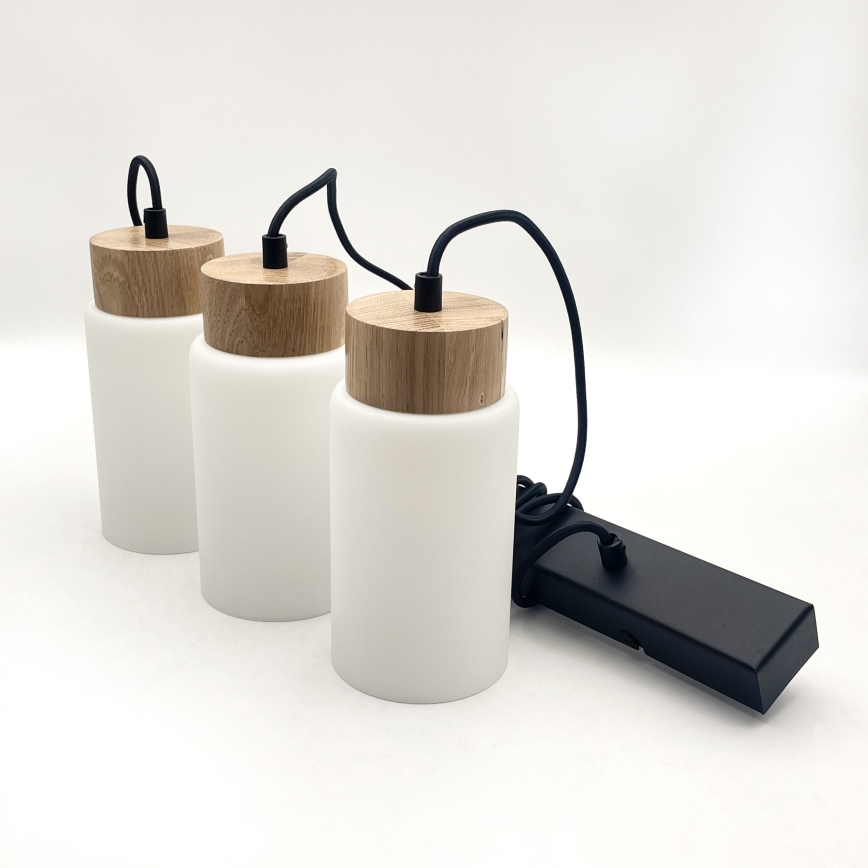 Pendelleuchte MARKUS 3xE27/15W/230V schwarz/Eiche