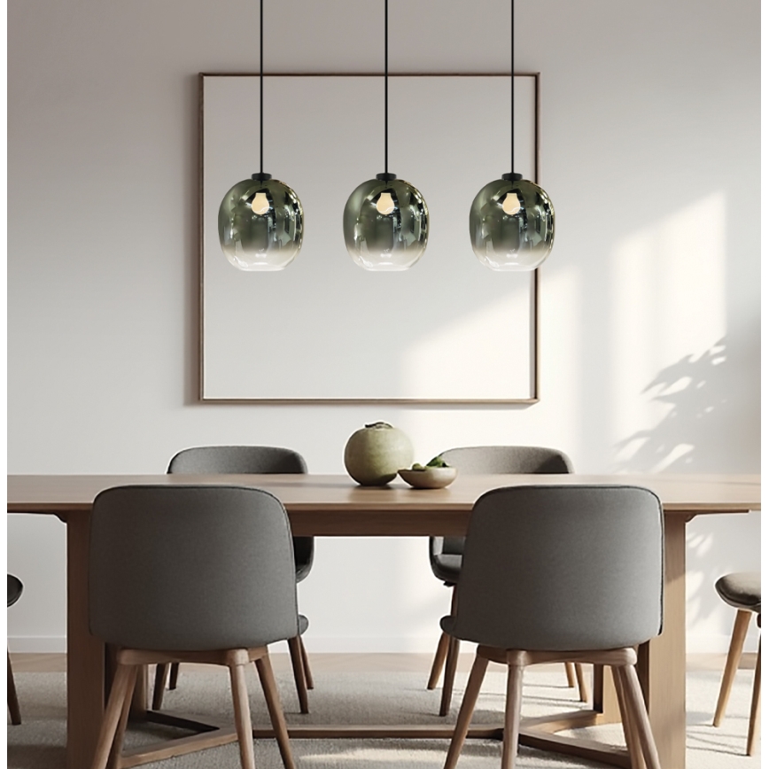 Pendelleuchte MIRROR mit Kabelaufhängung, 3xE27/14W/230V, rauchschwarz