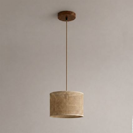 Pendelleuchte mit Kabel AIDA 1x E27/15W/230V Ø 25 cm Eiche/Raffia