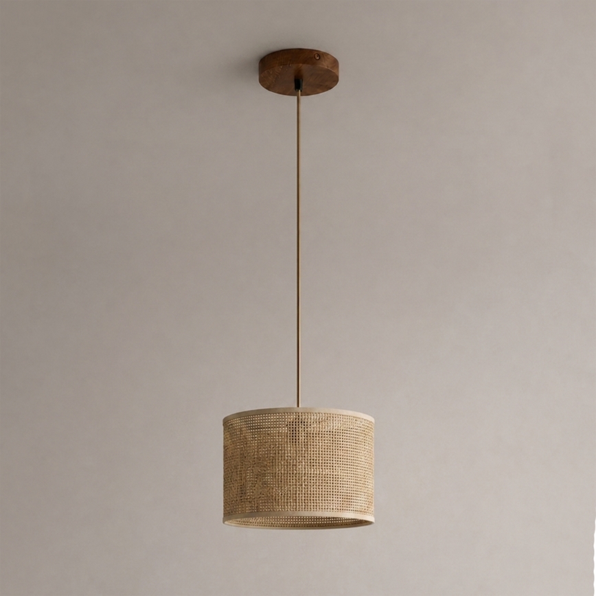 Pendelleuchte mit Kabel AIDA 1x E27/15W/230V Ø 25 cm Eiche/Raffia