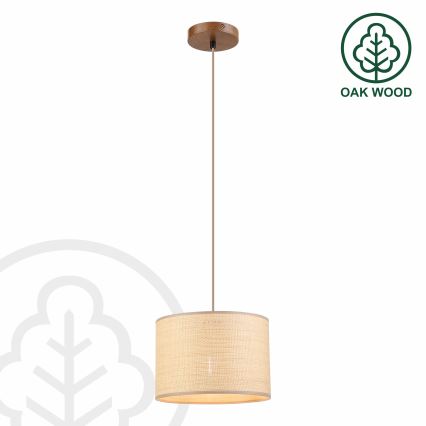 Pendelleuchte mit Kabel AIDA 1x E27/15W/230V Ø 25 cm Eiche/Raffia