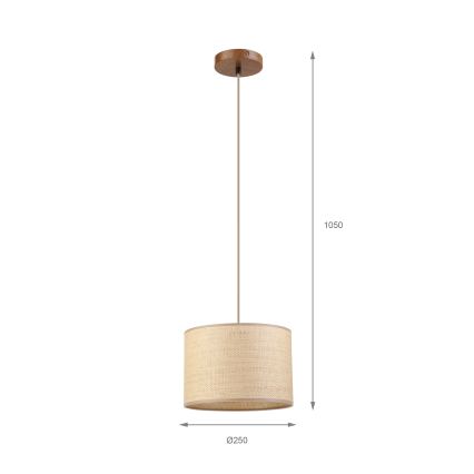 Pendelleuchte mit Kabel AIDA 1x E27/15W/230V Ø 25 cm Eiche/Raffia