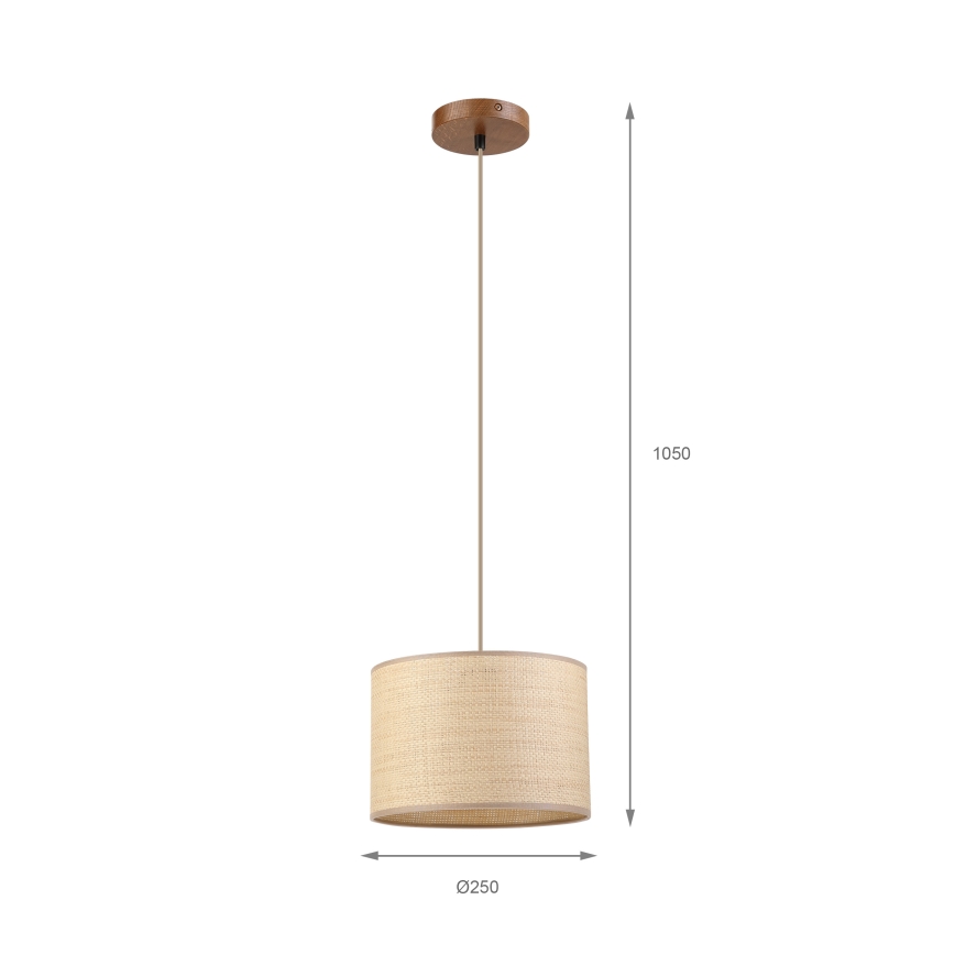 Pendelleuchte mit Kabel AIDA 1x E27/15W/230V Ø 25 cm Eiche/Raffia
