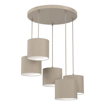 Pendelleuchte mit Kabel ARDEN 5xE27/15W/230V Ø 44 cm, beige