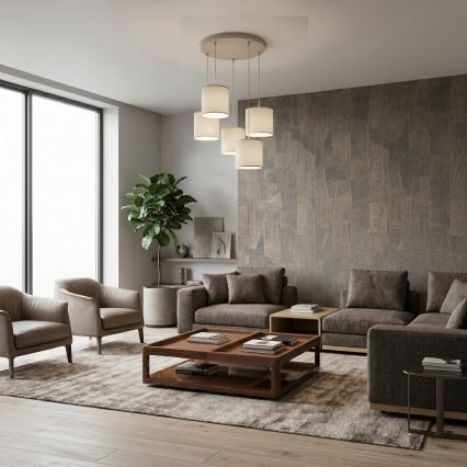 Pendelleuchte mit Kabel ARDEN 5xE27/15W/230V Ø 44 cm, beige