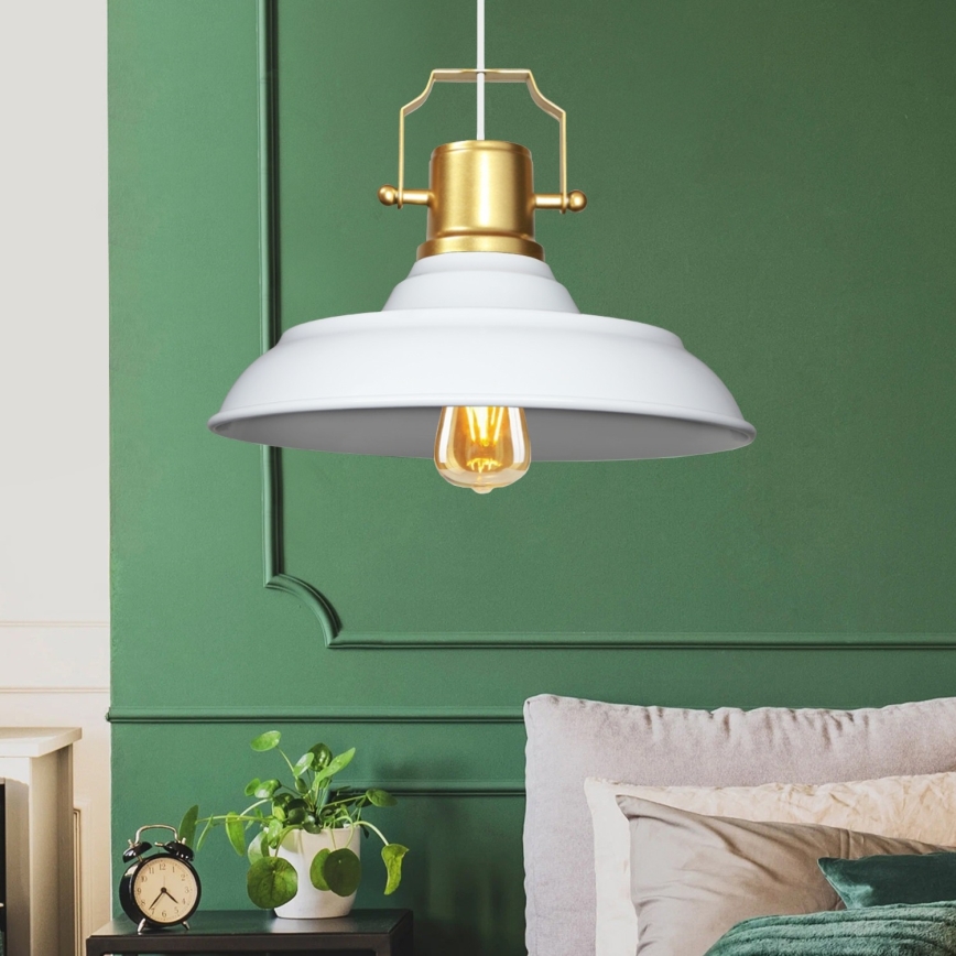 Pendelleuchte mit Kabel AYD 1xE27/40W/230V weiß/gold